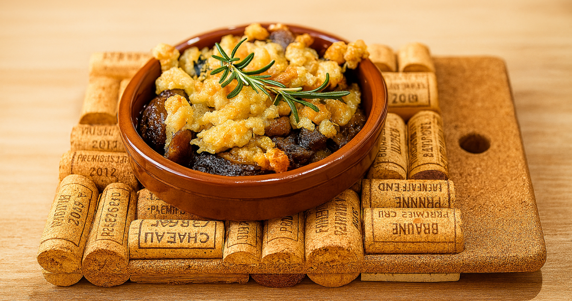 Crumble aux champignons, noisettes et comté 