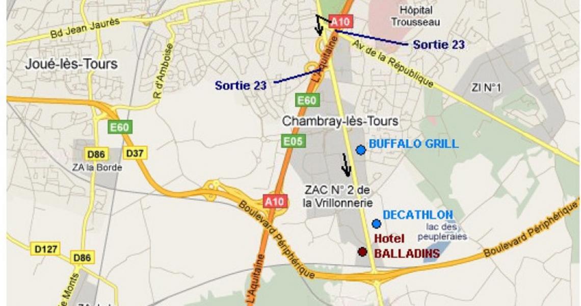 Plan d'accès - initial by balladins - Tours Sud